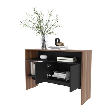 ARRIMO FMFURNITURE MUEBLE 2 PUERTAS 80X120X35 CM FM 002C CLARO NEGRO CAFE - 4