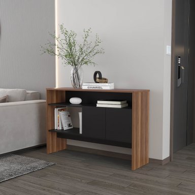 ARRIMO FMFURNITURE MUEBLE 2 PUERTAS 80X120X35 CM FM 002C CLARO NEGRO CAFE - 5