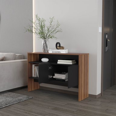 ARRIMO FMFURNITURE MUEBLE 2 PUERTAS 80X120X35 CM FM 002C CLARO NEGRO CAFE - 6
