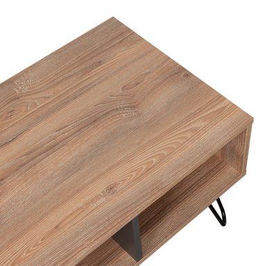 MESA DE CENTRO 4 PATAS METALICAS FM-005C CAFÉ CLARO Y PLOMO - 8