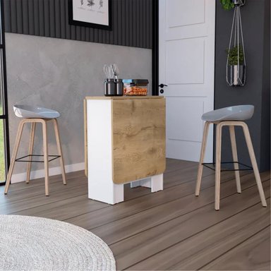 MESA PLEGABLE FM-001B - BLANCO Y CAFÉ CLARO - 5