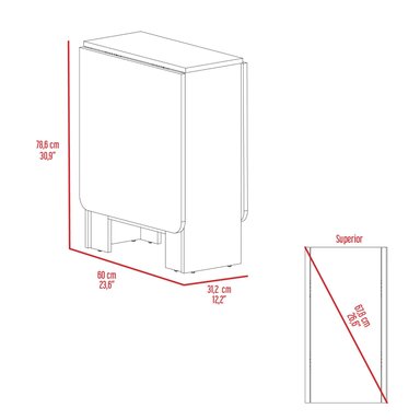 MESA PLEGABLE FM-001B - BLANCO Y CAFÉ CLARO - 8