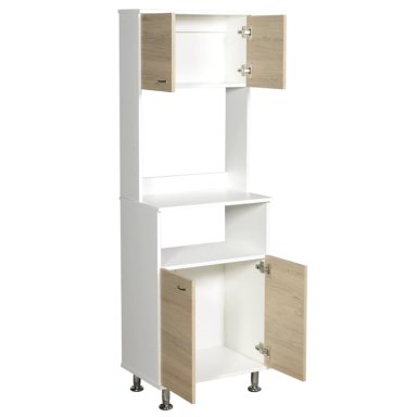 MUEBLE MICROONDAS 4 PUERTAS FM-011C CAFÉ CLARO Y BLANCO - 2