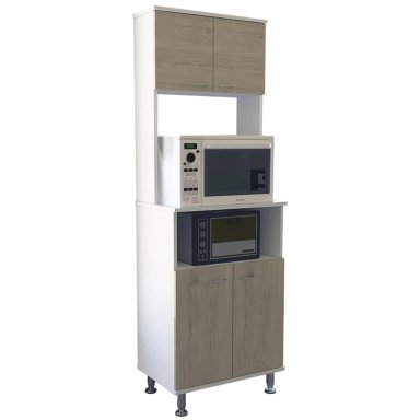 MUEBLE MICROONDAS 4 PUERTAS FM-011C CAFÉ CLARO Y BLANCO - 3