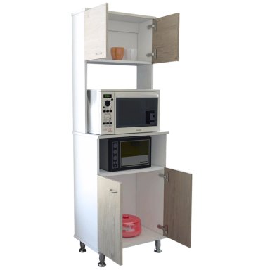 MUEBLE MICROONDAS 4 PUERTAS FM-011C CAFÉ CLARO Y BLANCO - 4