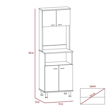 MUEBLE MICROONDAS 4 PUERTAS FM-011C CAFÉ CLARO Y BLANCO - 6