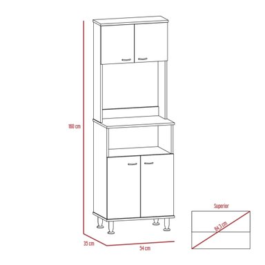 MUEBLE COCINA FMFURNITURE MICROONAD 4 PUERTAS FM-011B BLANCO Y NEGRO - 2