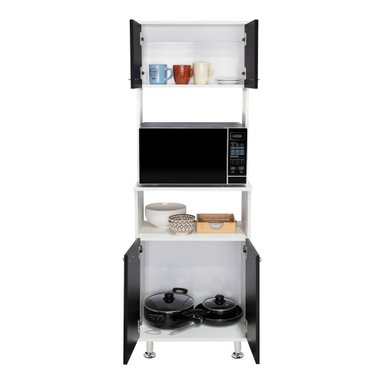 MUEBLE COCINA FMFURNITURE MICROONAD 4 PUERTAS FM-011B BLANCO Y NEGRO - 5