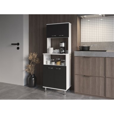 MUEBLE COCINA FMFURNITURE MICROONAD 4 PUERTAS FM-011B BLANCO Y NEGRO - 10