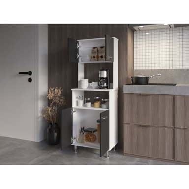 MUEBLE COCINA FMFURNITURE MICROONAD 4 PUERTAS FM-011B BLANCO Y NEGRO - 11