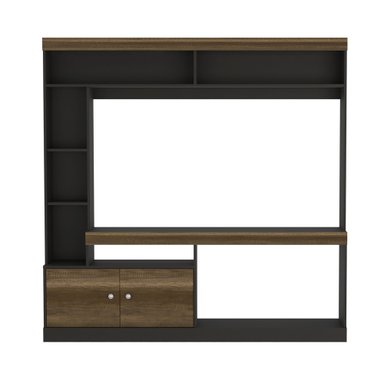 ESTANTE TV  55' CON 2 PUERTAS 7 REPISAS FM-002O CAFÉ OSCURO Y NEGRO - 2