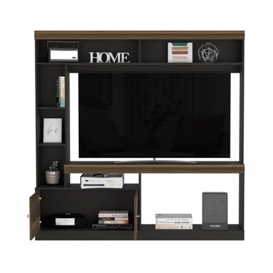 ESTANTE TV  55' CON 2 PUERTAS 7 REPISAS FM-002O CAFÉ OSCURO Y NEGRO - 3