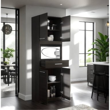 MUEBLE MICROONDAS 4 PUERTAS 1 CAJON FM-003N NEGRO - 9