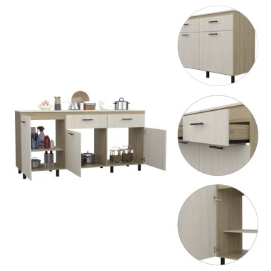 MUEBLE BASE DE COCINA 3 PUERTAS 2 CAJONES FM-003C CAFÉ CLARO - 2