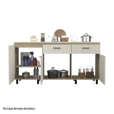 MUEBLE BASE DE COCINA 3 PUERTAS 2 CAJONES FM-003C CAFÉ CLARO - 7