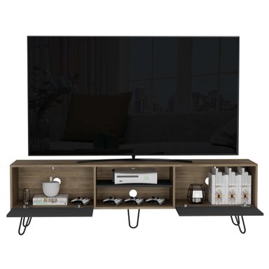 RACK TV 80' 2 PUERTAS FM-007C CAFÉ CLARO Y PLOMO - 3