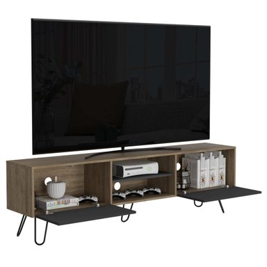 RACK TV 80' 2 PUERTAS FM-007C CAFÉ CLARO Y PLOMO - 4