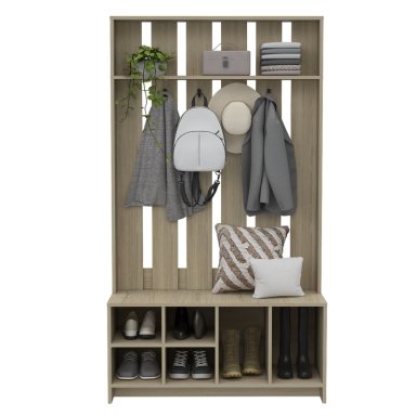 MUEBLE RECIBIDOR 7 REPISAS FM-001C CAFÉ CLARO - 3