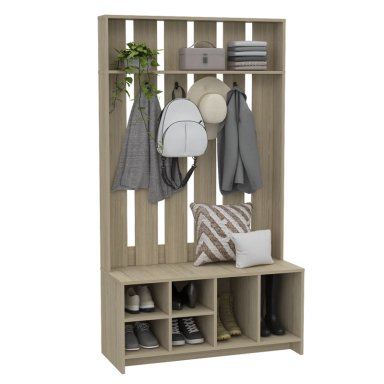 MUEBLE RECIBIDOR 7 REPISAS FM-001C CAFÉ CLARO - 4