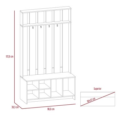 MUEBLE RECIBIDOR 7 REPISAS FM-001C CAFÉ CLARO - 6