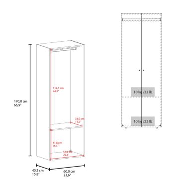 CLOSET COLGADOR 2 PUERTAS 170X60X40,2 CM EN COLOR NEGRO - 8