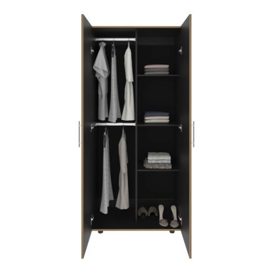 CLOSET 2 PUERTAS FM MELAMINA CAFE  CLARO Y BLANCO 180X80X48 CM - 4