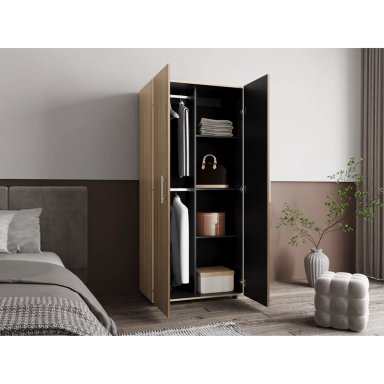CLOSET 2 PUERTAS FM MELAMINA CAFE  CLARO Y BLANCO 180X80X48 CM - 7
