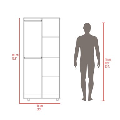 CLOSET 2 PUERTAS FM MELAMINA CAFE  CLARO Y BLANCO 180X80X48 CM - 9