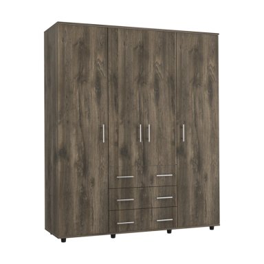 CLOSET 4 PUERTAS CAFE  OSCURO Y BLANCO 179X150X49,3 CM - 1