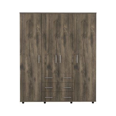 CLOSET 4 PUERTAS CAFE  OSCURO Y BLANCO 179X150X49,3 CM - 2