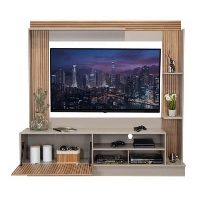 CENTRO DE ENTRETENIMIENTO TV 70' 175X180X38,5 CM CAFE  CLARO Y GRIS - 5