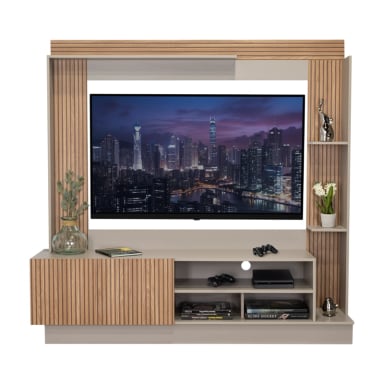 CENTRO DE ENTRETENIMIENTO TV 70' 175X180X38,5 CM CAFE  CLARO Y GRIS - 6