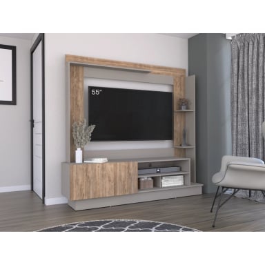 CENTRO DE ENTRETENIMIENTO TV 70' 175X180X38,5 CM CAFE  CLARO Y GRIS - 10
