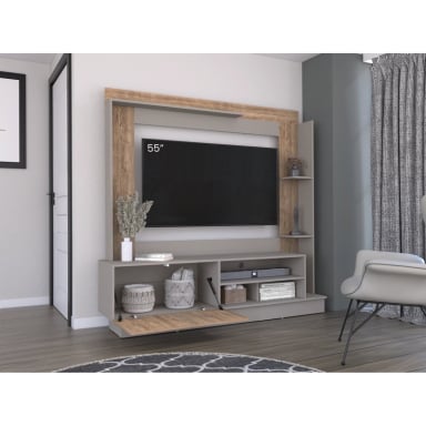 CENTRO DE ENTRETENIMIENTO TV 70' 175X180X38,5 CM CAFE  CLARO Y GRIS - 11