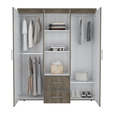 CLOSET 4 PUERTAS FM MELAMINA 177,9X150,3X50,4 CM CAFE  OSCURO - 4