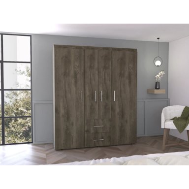 CLOSET 4 PUERTAS FM MELAMINA 177,9X150,3X50,4 CM CAFE  OSCURO - 5