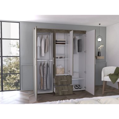 CLOSET 4 PUERTAS FM MELAMINA 177,9X150,3X50,4 CM CAFE  OSCURO - 6