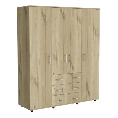 CLOSET 4 PUERTAS CAFE  CLARO Y BLANCO 179X150X49,3 CM - 1