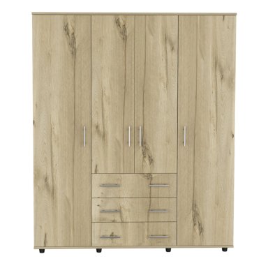 CLOSET 4 PUERTAS CAFE  CLARO Y BLANCO 179X150X49,3 CM - 2