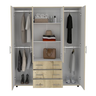 CLOSET 4 PUERTAS CAFE  CLARO Y BLANCO 179X150X49,3 CM - 4
