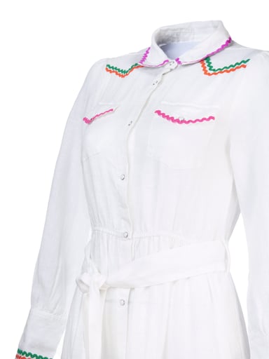 VESTIDO LINO REGULAR FIT MUJER ROCKFORD BLANCO EBANO ORGÁNICO - 4