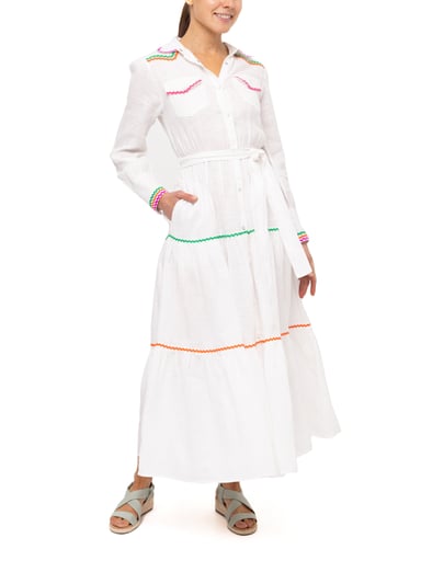 VESTIDO LINO REGULAR FIT MUJER ROCKFORD BLANCO EBANO ORGÁNICO - 5