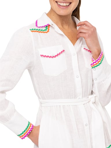 VESTIDO LINO REGULAR FIT MUJER ROCKFORD BLANCO EBANO ORGÁNICO - 7