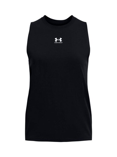 POLERA SIN MANGASS LIFESTYLE  MUJER RIVAL MUSCLE NEGRO UA - 1