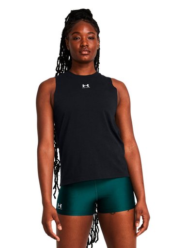 POLERA SIN MANGASS LIFESTYLE  MUJER RIVAL MUSCLE NEGRO UA - 4
