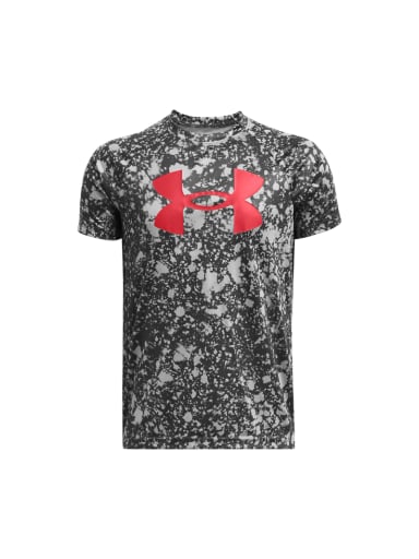 POLERA MANGA CORTA NIÑO UNDER ARMOUR GRIS BIG LOGO - 1