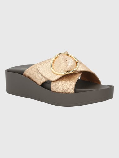 SANDALIA CUERO DORADO MUJER GISE HUSH PUPPIES - 1