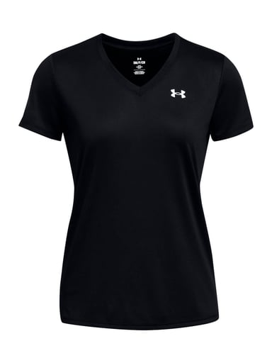 POLERA MANGA CORTA TRAINING PARA MUJER TECH V-NECK NEGRO UA - 1