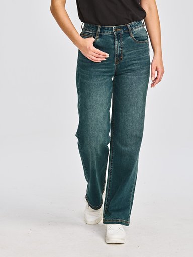 JEANS ALGODÓN MUJER CAT AZUL TRIBLEND STRETCH DENIM WIDE LEG - 1
