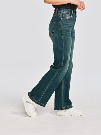 JEANS ALGODÓN MUJER CAT AZUL TRIBLEND STRETCH DENIM WIDE LEG - 4